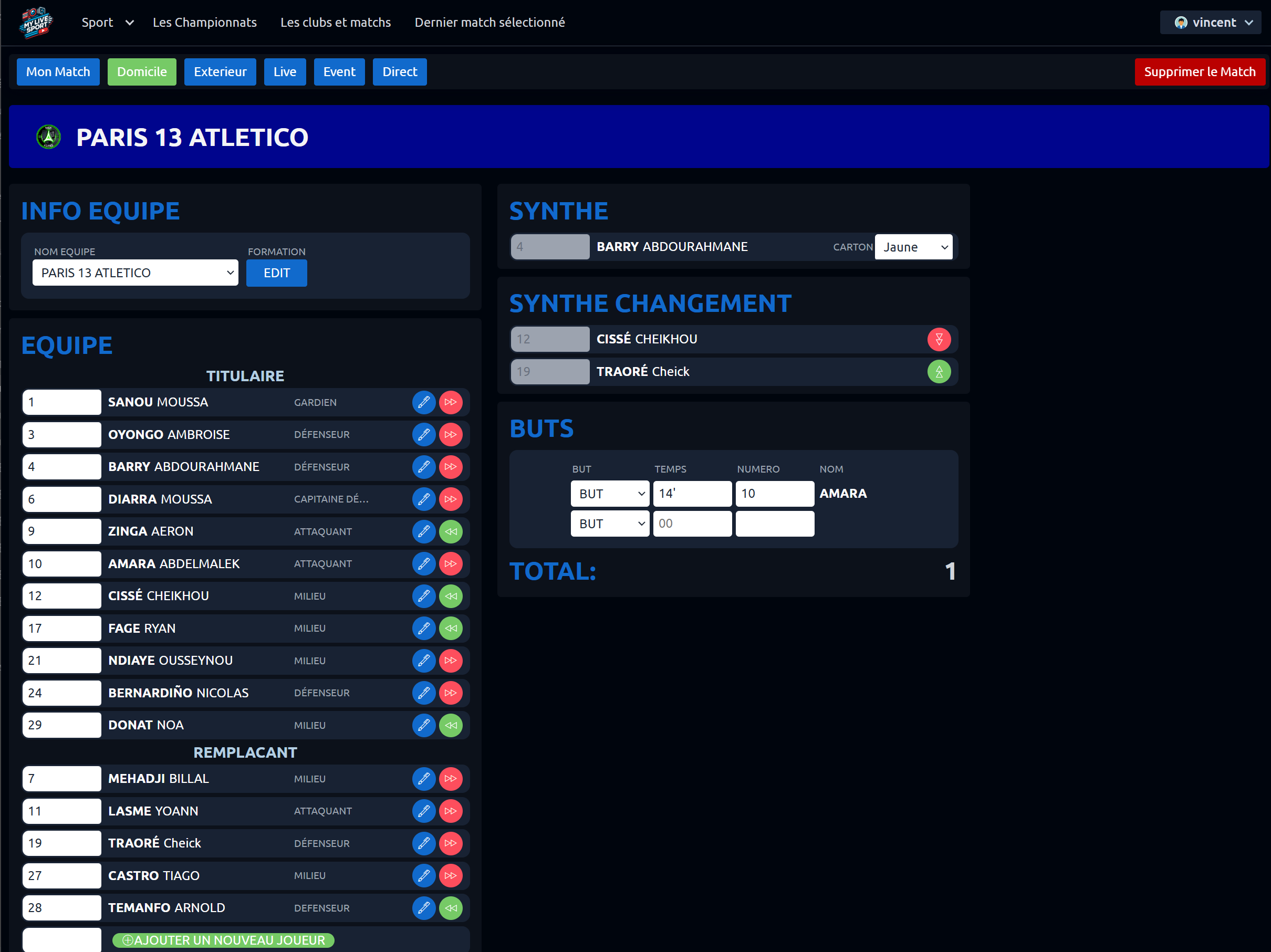 Interface de contrôle — exemple